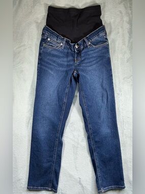 Gap Maternity Jeans 26 Long Full Panel Dark Wash Straight Leg Stretch